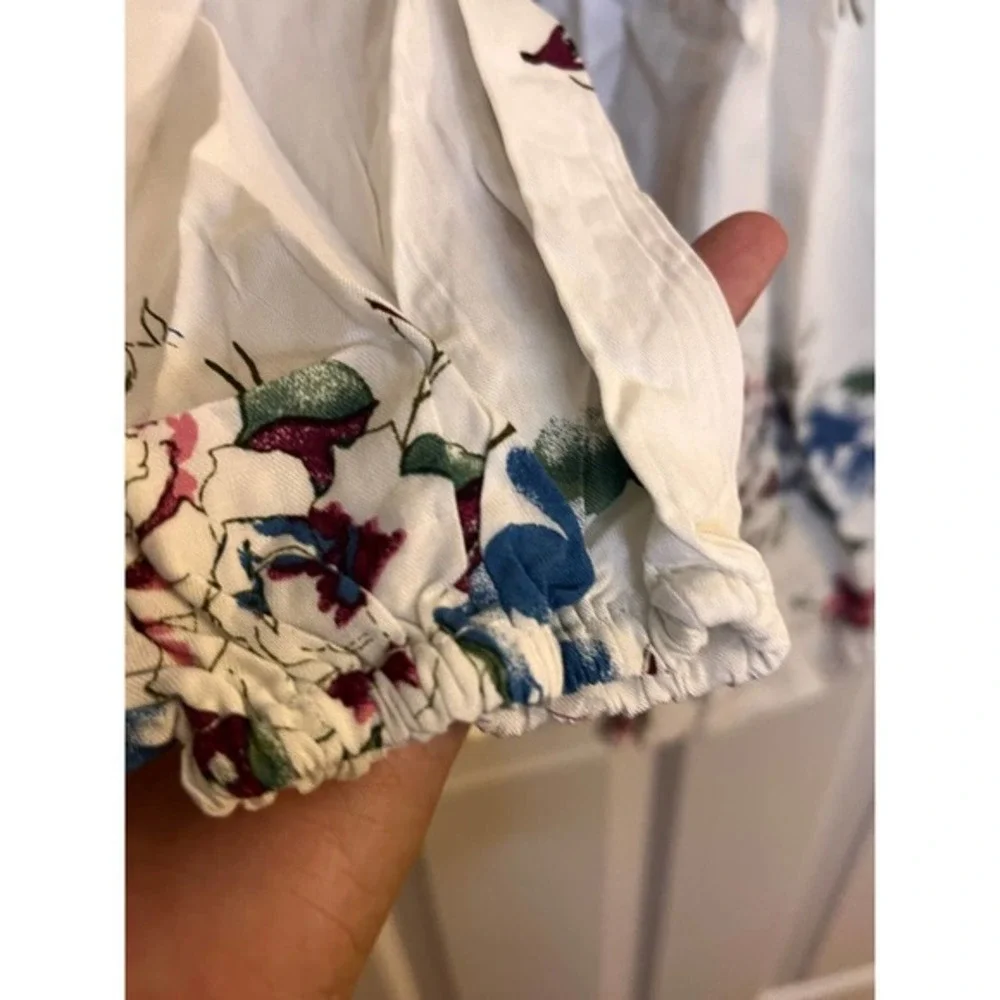 Urban Outfitters Lumiere Ivory/Red/Blue Floral Print Dress SZ M - Picture 7 of 16